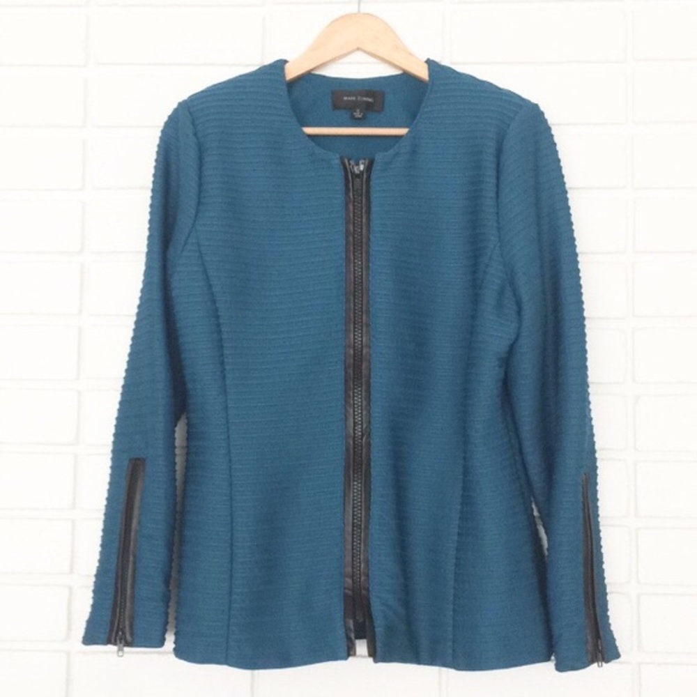 Mark Zunino blue ribbed Zipup blazer